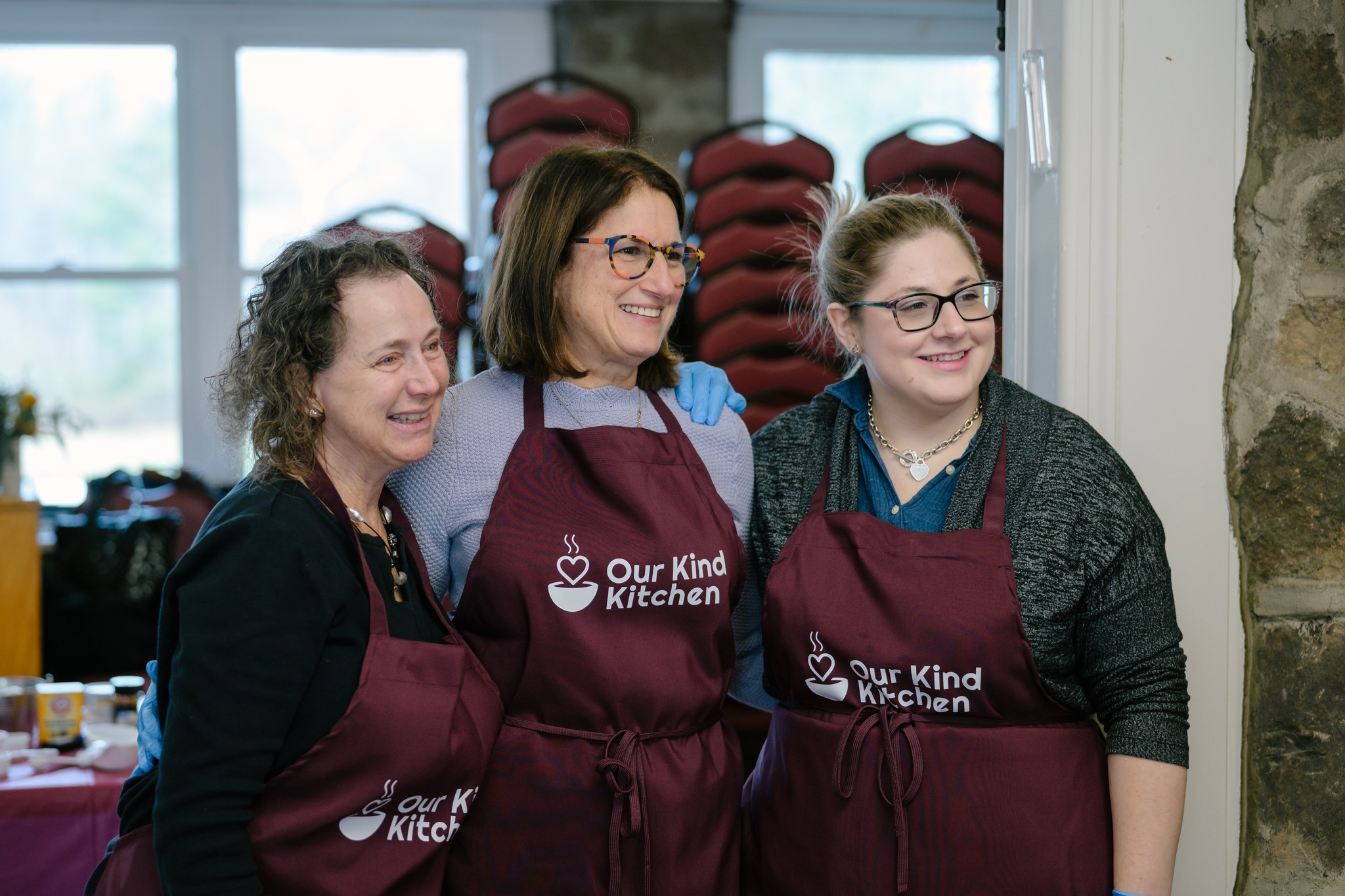 Team of volunteers preparing meals